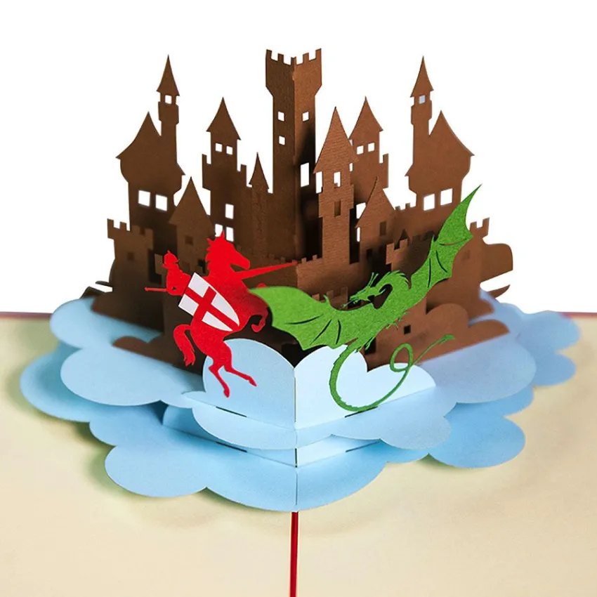 Cartes postales 3D Sant Jordi ouverte