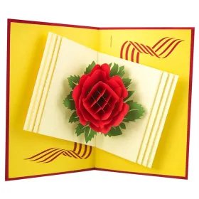 Cartes postales 3D Sant Jordi Rosa ouverte